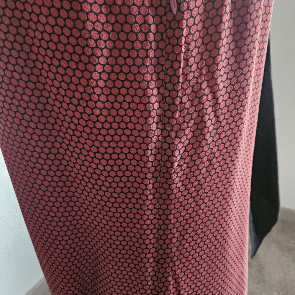 THEORY Silk Halter Dot Print Burgundy Maxi Dress | SZ 10 - Picture 11 of 14